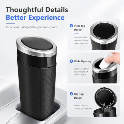Car Trash Can with Lid, Leakproof, Mini, 1 Pack, Silver - color: Silver 01
