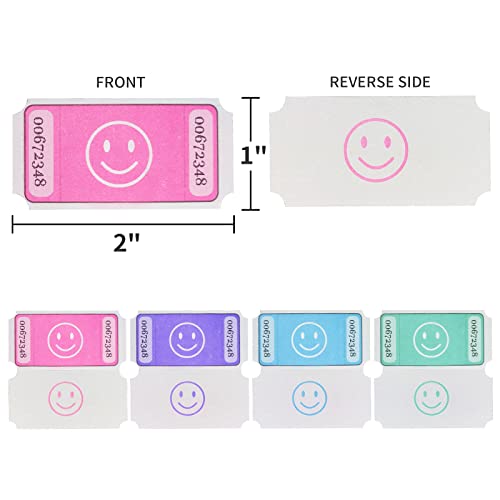 LLIKED Raffle Tickets Roll 1"x2" Consecutively Numbered - color: Pink,green,blue,purple