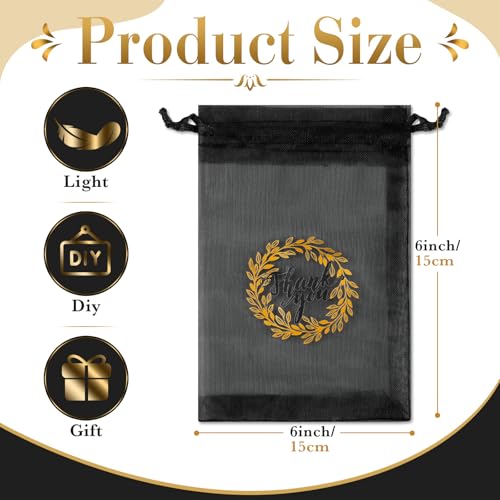 Shappy 100 Pcs 4x6 Inch Black Organza Bags, Thank You Drawstring Gift Bags - color: Black, size: 1 Count (Pack of 100)