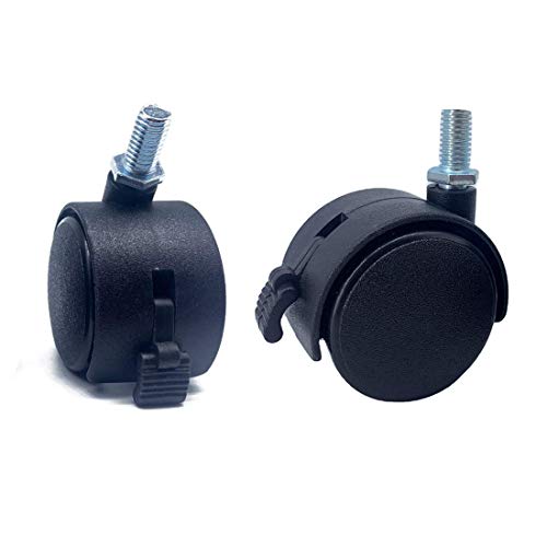 Furniture Replacement Casters,4 Pcs M8 Swivel Stem Casters with Locking Brake, 5/16 Inch Stem Diameter