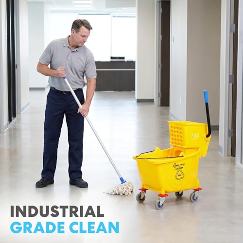 SIMPLI-Magic Side Press Wringer Commercial Mop Bucket on Wheels, 2-Pack, 26 Quart, Yellow, Polyethylene - size: Two Pack