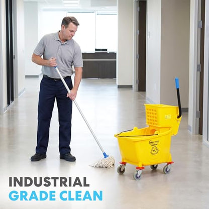 SIMPLI-Magic Side Press Wringer Commercial Mop Bucket on Wheels, 2-Pack, 26 Quart, Yellow, Polyethylene - size: Two Pack