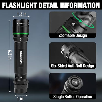 Arrow Rechargeable Bright LED Flashlights 1000 Lumens with 4 Lighting Modes
