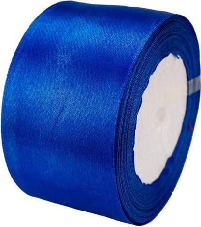 AKOAK 2 Inches 25 Yard Satin Ribbon, Craft Fabric Ribbon, Perfect for Wedding, Bouquets, Handmade Bows and Gift Wraping (Royal Blue) - color: Royal Blue