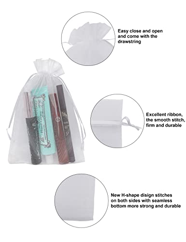 Jexila 100PCS White Organza Bags 5''X7'' Sheer Mesh Bag Drawstring Gift Bag Small for Wedding Favor Party Baby Shower Pouch Jewelry Bags - color: White