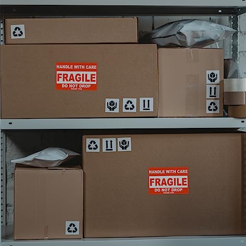 4" x 6" Fragile Stickers for Shipping, Handle with Care Fragile Labels, Strong Adhesive for Moving, Thank You Warning Packing Shipping Label Stickers [500 Labels/1 Roll] - size: 4" x 6"