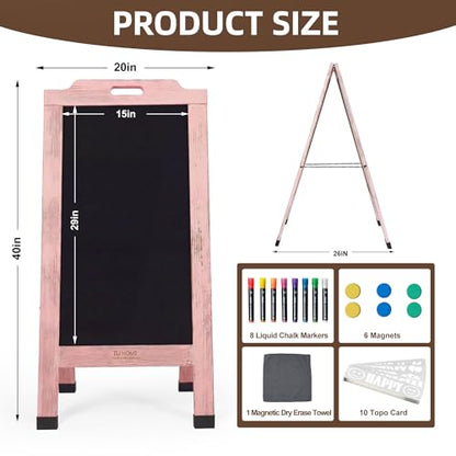 Magnetic Portable A-Frame Chalkboard Signs, 40" × 20", Pink - color: A-portable-pink