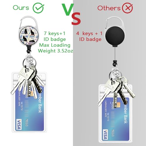 Gctriki Cat Book Lanyards for ID Badges, Badge Holder Retractable Clip - color: Black Cat Books
