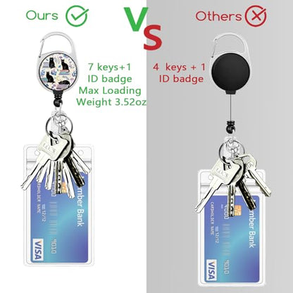 Gctriki Cat Book Lanyards for ID Badges, Badge Holder Retractable Clip - color: Black Cat Books