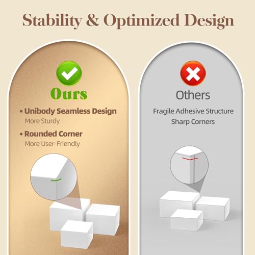 6 PCS Buffet Risers, Food Risers for Buffet Table, Display Stand Shelf for Party, Catering, Jewelry & Collectibles, White Acrylic Nesting Boxes for Food Display (8" 7" 6" 5" 4" 3") - size: 8" 7" 6" 5" 4" 3"
