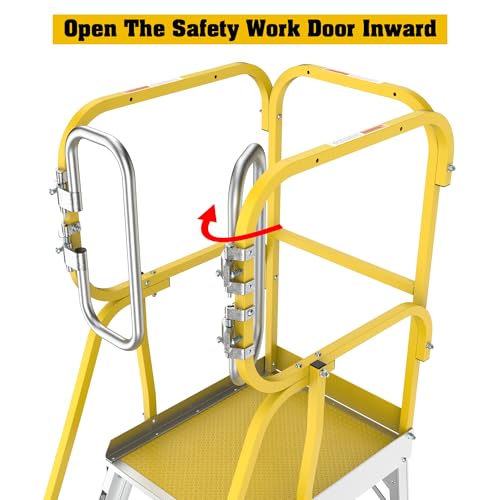 4-Step Aluminum Rolling Platform Ladder 375 LBS Anti-Slip Platform (6 Step) - size: 6 Step