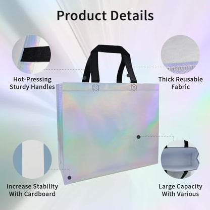 huichuan Gift Bags with Handles, Multicolor Reusable Gift Bags Bulk 12 Pack — Large 12.6" Non-Woven Tote Party Bags for Wedding Birthday Christmas, Sturdy Gift Bag Set with Premium Handles - color: Multi-Large-12pcs