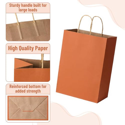Mr. Pen- Paper Gift Bags with Handles, 32 Pack, 7.6" x 4.7" x 10.6" - color: Orange, size: 32 Pack