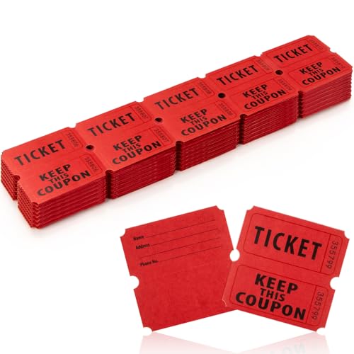 MAQIHAN Red Raffle Tickets Roll - 50/50 Double Raffle Tickets for Event - color: 200pcs Red
