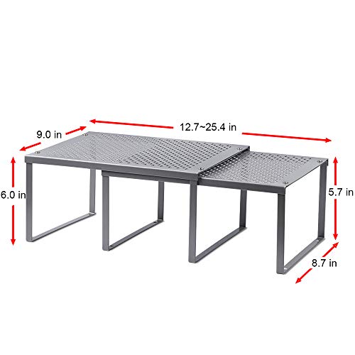 NEX Cabinet Organizer Shelf, Kitchen Counter Shelves Set of 2, Silver - color: Silver