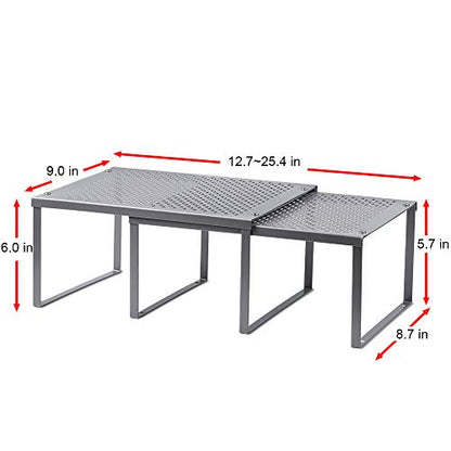 NEX Cabinet Organizer Shelf, Kitchen Counter Shelves Set of 2, Silver - color: Silver