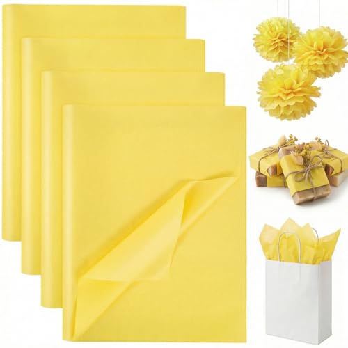 Koogel 330 Sheets Yellow Tissue Paper, 14 X 10 inches - color: Yellow
