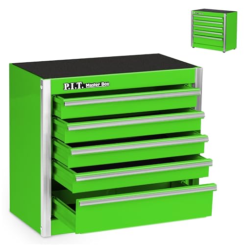 P.I.T. Mini Tool Box,Small Metal Toolbox Organizer with 5 Drawers,Green - color: Green, size: 5-Drawer