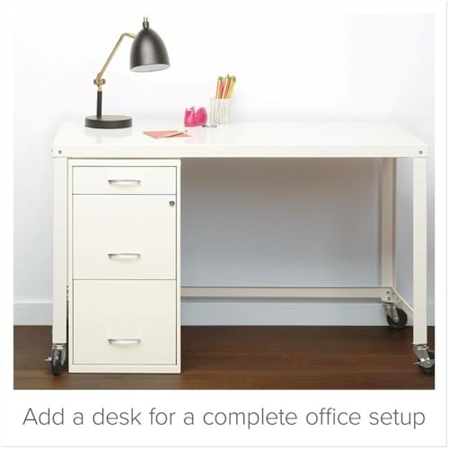 Pemberly Row 3 Drawers 27.32" Vertical White Metal Filing Cabinet Lockable Pre-Assembled Stationary Letter Size for Home, Office - color: White