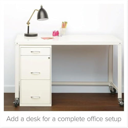 Pemberly Row 3 Drawers 27.32" Vertical White Metal Filing Cabinet Lockable Pre-Assembled Stationary Letter Size for Home, Office - color: White