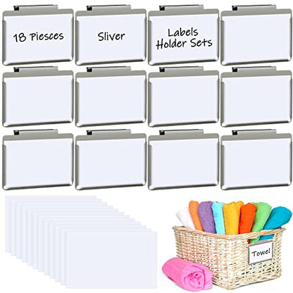 Zonon 12 Pack Metal Basket Labels Clip for Storage Bins
