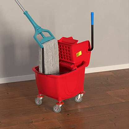 26 Qt. Red Mop Bucket and Side Press Wringer Combo - color: Red, size: 26 Qt.