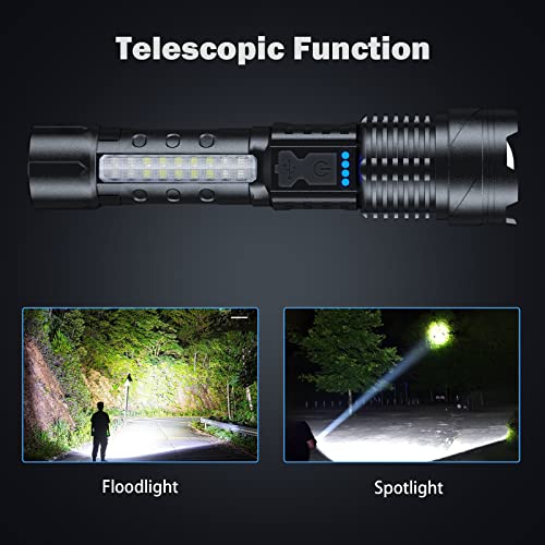Cinlinso Flashlight High Lumens Rechargeable 2 Pack, 90000 Lumen Super Bright Led Flashlights with 7 Light Modes, IPX6 Waterproof, Powerful Handheld Flash Light for Camping Home Emergencies