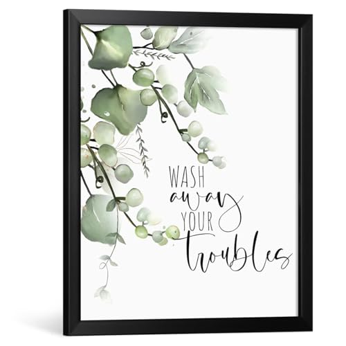 Framed Botanical Wall Art for Bathroom - color: Brown, size: 16"L x 12"W