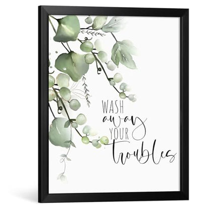 Framed Botanical Wall Art for Bathroom - color: Brown, size: 16"L x 12"W