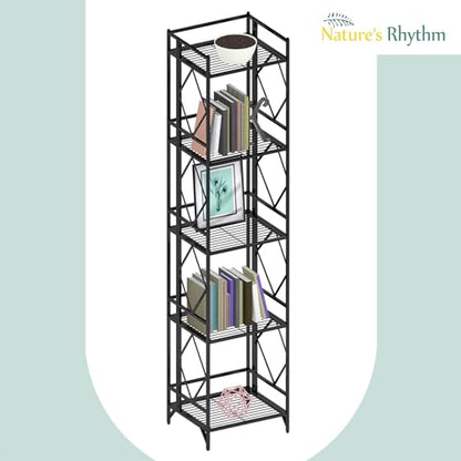 Nature's Rhythm 5-Tier Metal Storage Rack, Adjustable Garage Shelving Metal Shelving Unit(12.84 x 11.27 x 57.52inch, Black) - size: 5-Tier