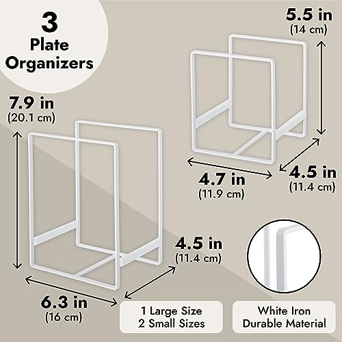 Juvale 3-Piece Plate Organizer - Space-Saving Cabinet Storage & Dish Storage Rack - Plate Stand & Pot Lid Holder - Pack of 3, White, 1 Large & 2 Small - color: white