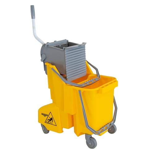 UNGER Commercial Yellow Dual-Compartment Mop Bucket with Wringer COMBY