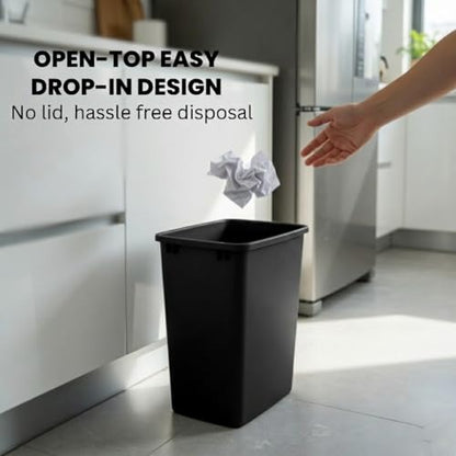 44-Quart, 11 Gallon Plastic Trash Can, 2 Black Durable Garbage Bin - color: Black, size: Double-Bins
