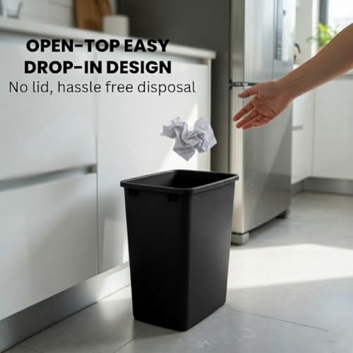 44-Quart Plastic Black Trash Can, 11-Gallon, Durable Garbage Bin - color: Black, size: Single-Bin
