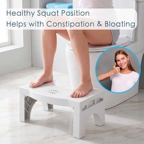 7 Inches Foldable Toilet Stool with Anti-Slip Feet, Squatting Posture Aid for Healthy Pooping, Portable Travel Bathroom Foot Support, Easy Storage Assistance Step for Adults