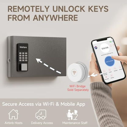 24 Key Lock Box Smart Key Organier Cabinet with Keypad & App for Office - size: 2.3inx11.3inx16in
