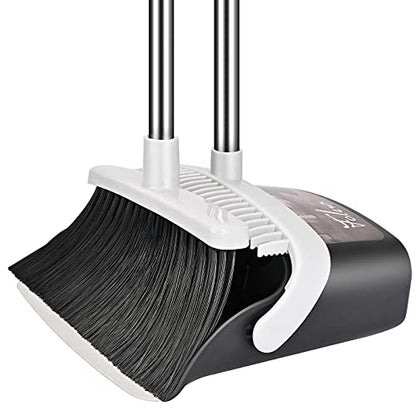Folews Broom and Dustpan Set, Heavy Duty Dust Pan with Broom Combo Set