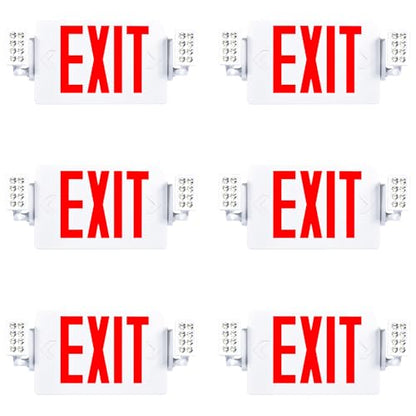 Sunco 6 Pack Red Exit Signs with LED Emergency Lights & Backup Battery - color: White