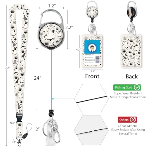 Giancomics Halloween Lanyards for ID Badges Holder Retractable Badge Reel - color: Halloween Cat
