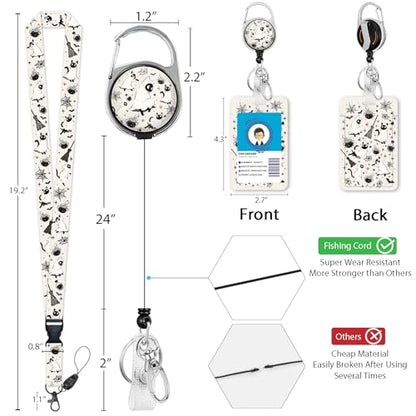 Giancomics Halloween Lanyards for ID Badges Holder Retractable Badge Reel - color: Halloween Cat