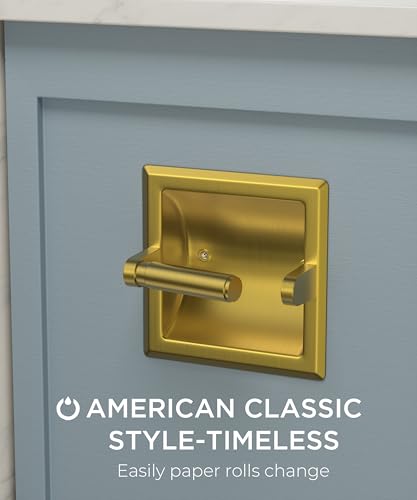 FORIOUS Recessed Toilet Paper Holder for Mega Rolls, Brushed Gold - color: Gold
