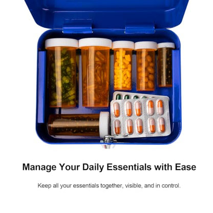 Jssmst Locking Medium Steel Cash Box with Money Tray,Lock Box,Blue - color: Blue, size: M(7.87")
