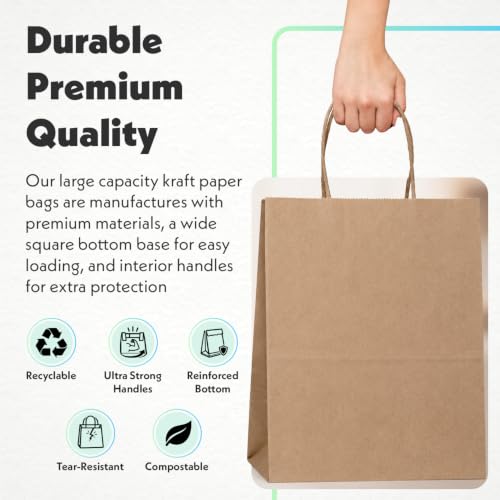 DURO 87097 60# Brown Retail Bags with Handles, 8 x 4.5 x 10.25 In, 50 Ct - size: 50 Count (Pack of 1)