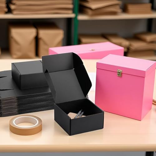 6x6x3 inch Black Shipping Boxes for Small Business- Set of 25 - color: Black, size: 6x6x3