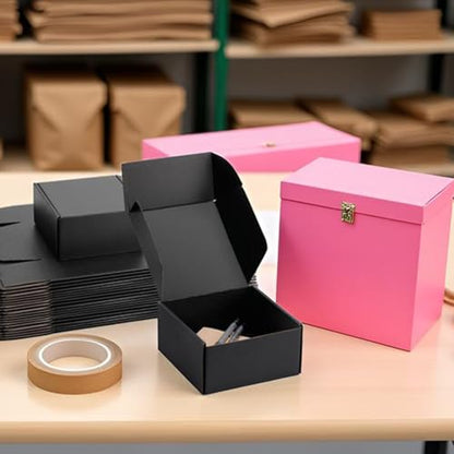 6x6x3 inch Black Shipping Boxes for Small Business- Set of 25 - color: Black, size: 6x6x3
