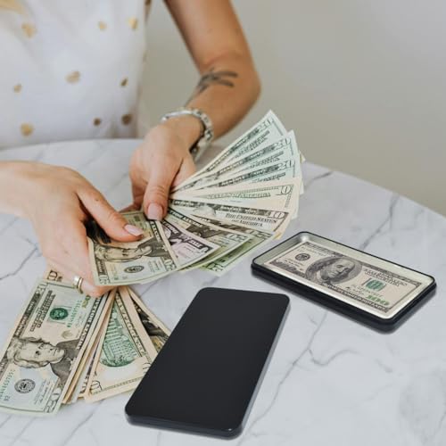 2Pcs Black Metal Cash Box, Cash Organizer, Single Row Currency Tray Money Storage Boxwith Lid Money Holder Money Gift Box Organizer Piggy Bank for Cash