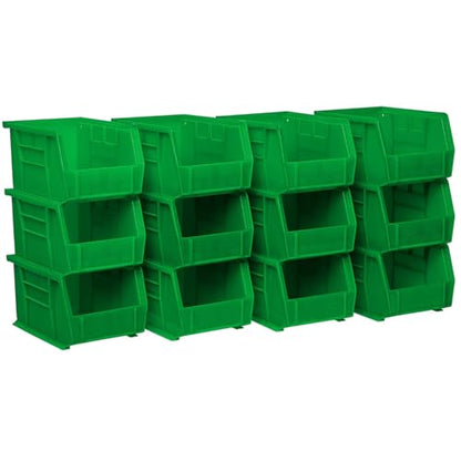 Akro-Mils 30237 AkroBins Plastic Storage Bins, 9"x6"x5", Green, 12-Pack - color: Green