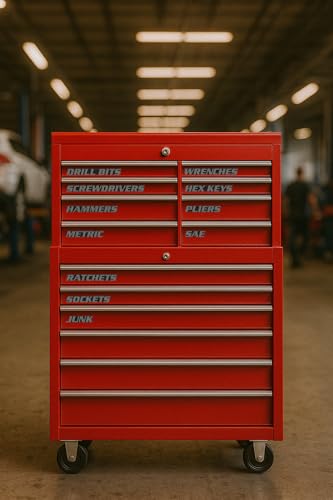 Magnetic Toolbox Labels, 11 Pack, Tool Chest Drawers, USA Made (Gray) - color: Gray