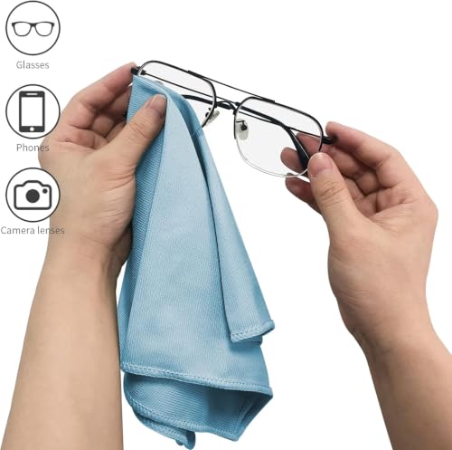 Puomue 6 Pack Microfiber Glass Cleaning Cloth, 16 Inch X 16 Inch, Lint Free Quickly Clean Window, Glasses, Windshields, Mirrors, and Stainless Steel, Blue - color: Blue