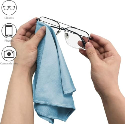 Puomue 6 Pack Microfiber Glass Cleaning Cloth, 16 Inch X 16 Inch, Lint Free Quickly Clean Window, Glasses, Windshields, Mirrors, and Stainless Steel, Blue - color: Blue